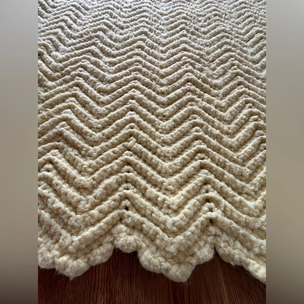 Vintage Yellow Handmade Crochet Baby Blanket